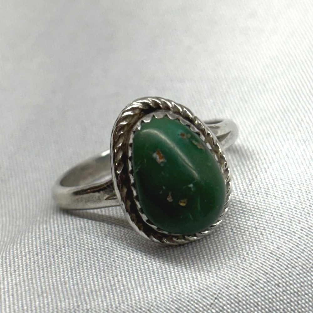 Unbranded Turquoise Ring Unisex 6.5 Green Good Vintage Southwestern Sterling